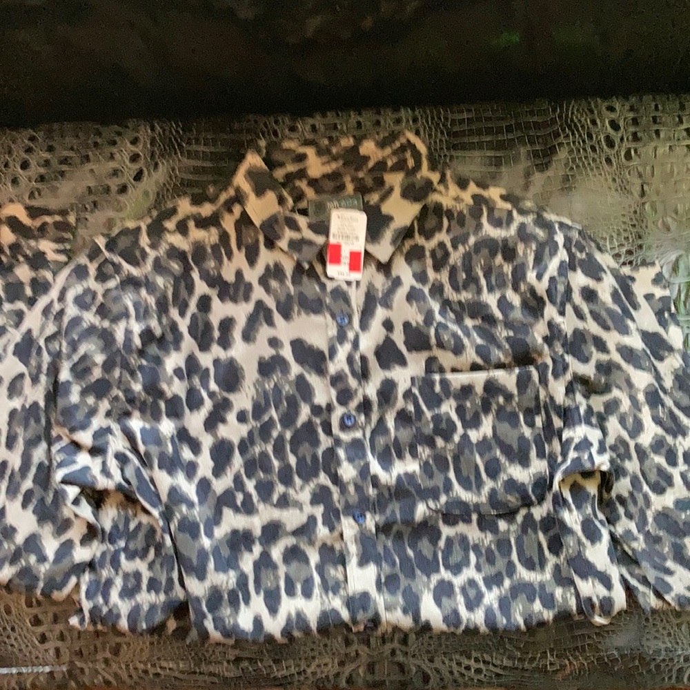 Leopard corduroy button down